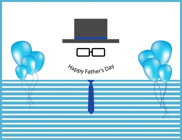Projekt Happy Fathers Day Dżentelmeńską Sylwetką Balonami Light Blue Nad — Wektor stockowy