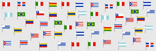 Farklı Renkler Amerika Bayrakları Kültürel Etnik Çeşitlilik Ulusal Spanyol Mirası — Stok Vektör