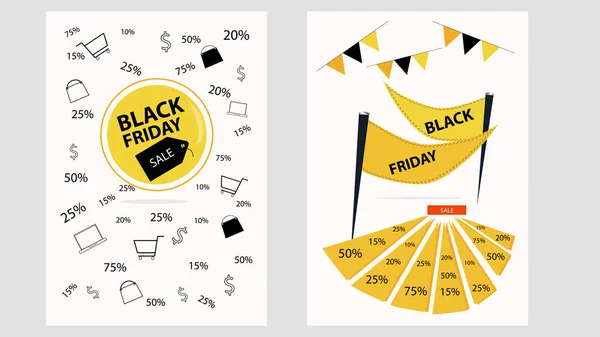 Black Friday Sale Design Template Set Mit Komposition Und Kopierraum — Stockvektor