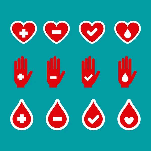 Набор значков донорства крови — стоковый вектор