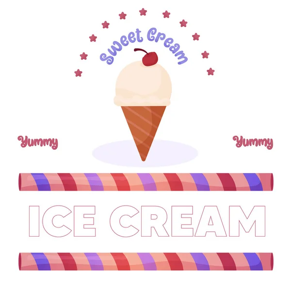 Cono de helado aislado dulce — Archivo Imágenes Vectoriales
