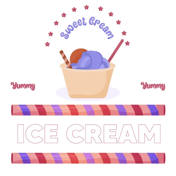 Isolated Ice cream basket sweet — Stock Vector