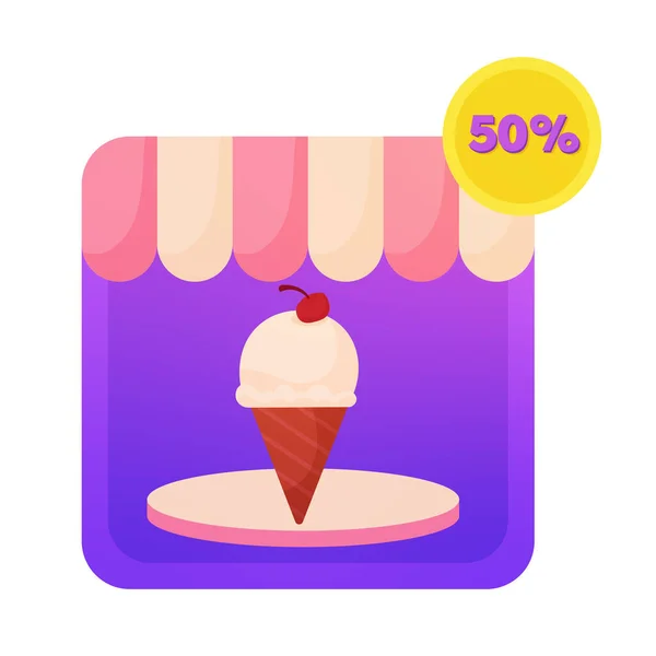 Isolated Ice cream cone sweet — Stock Vector