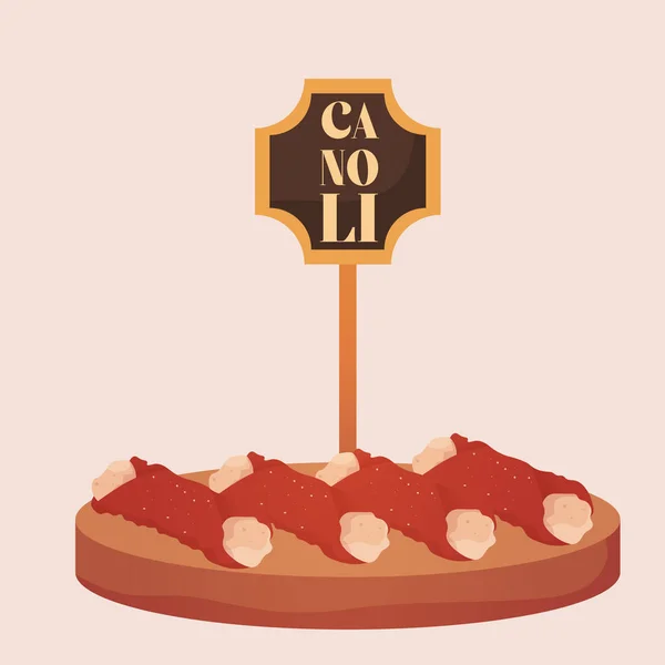 Izolált canoli asztal — Stock Vector