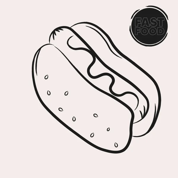 Dibujo de perro caliente aislado — Vector de stock