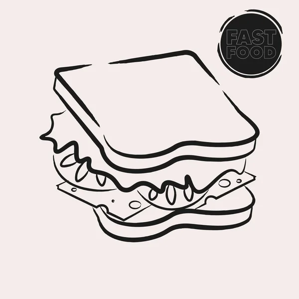 Sorteo sándwich aislado — Vector de stock