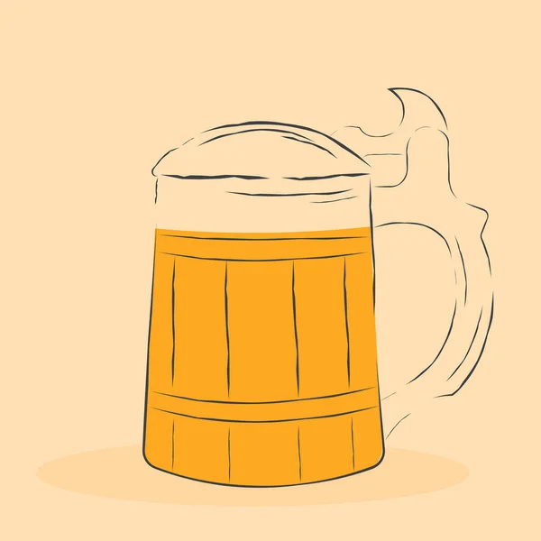 Dessin de bière en verre — Image vectorielle