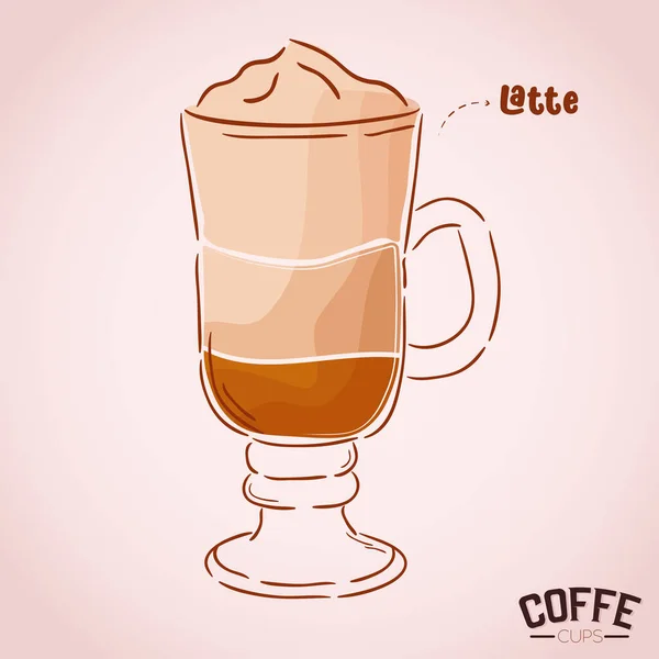Clair tasse verre café boisson couleur — Image vectorielle