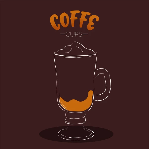 Donker kopje glas koffie drinken kleur — Stockvector