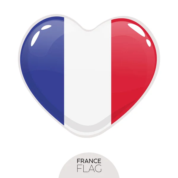 Izolovaná vlajka Francie v srdci — Stockový vektor