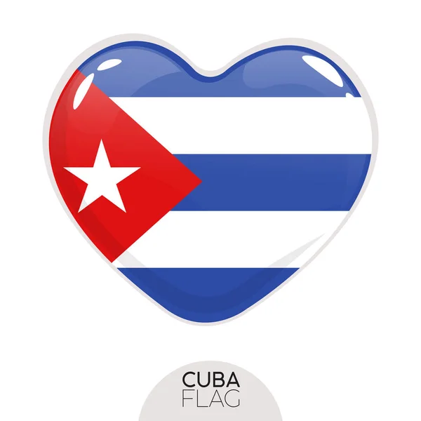 Izolovaná vlajka Kuba v srdci — Stockový vektor