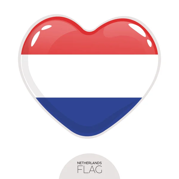 Drapeau isolé Pays-Bas en cœur — Image vectorielle