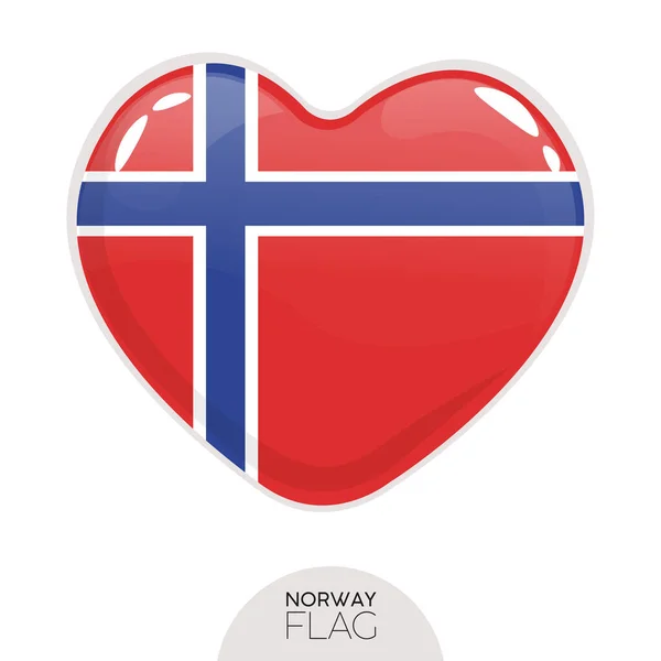 Bandera aislada Noruega en el corazón — Archivo Imágenes Vectoriales