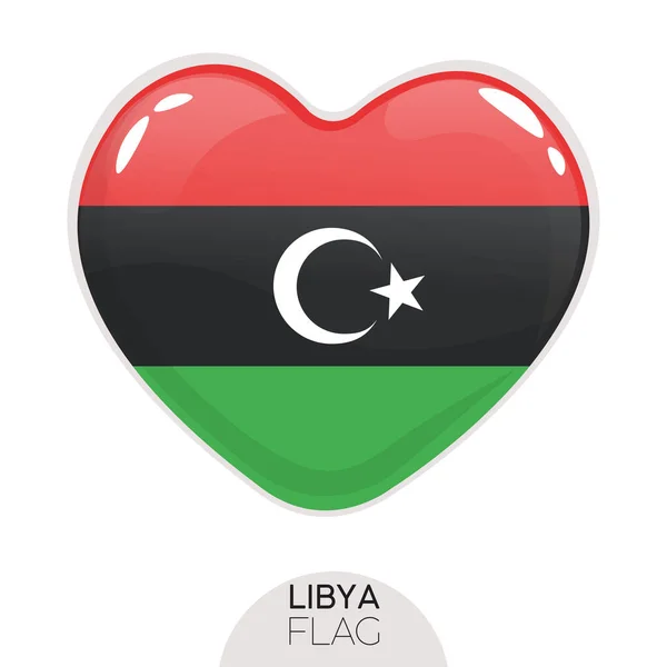 Drapeau isolé Libye en cœur — Image vectorielle