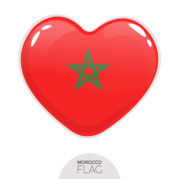 Drapeau isolé Maroc en coeur — Image vectorielle