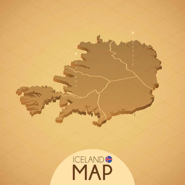 アイスランド地図古いスタイル — ストックベクタ