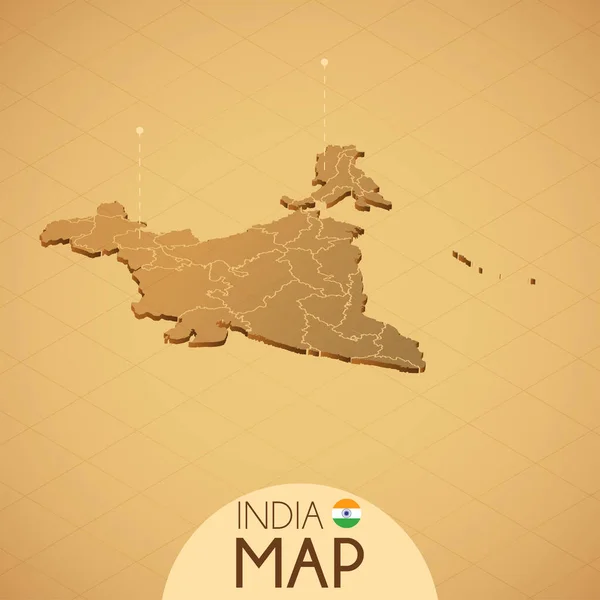 Land India Kaart oude stijl — Stockvector
