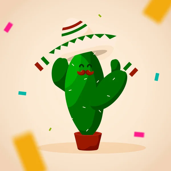 Figura beige cactus cinco de mayo — Vettoriale Stock