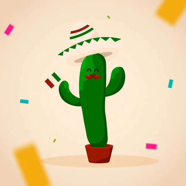 Figura beige cactus cinco de mayo — Vettoriale Stock