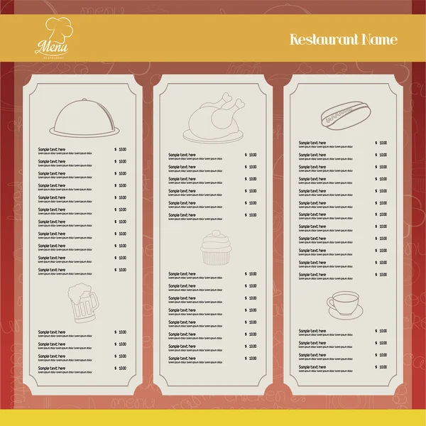 Design del menu — Vettoriale Stock