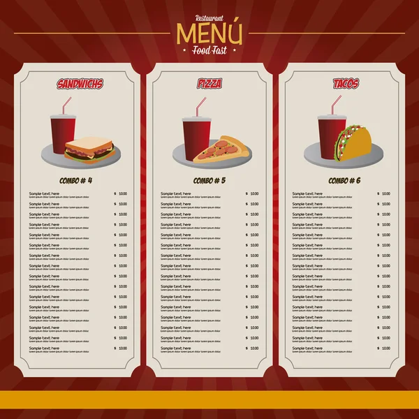 Menu de — Vetor de Stock