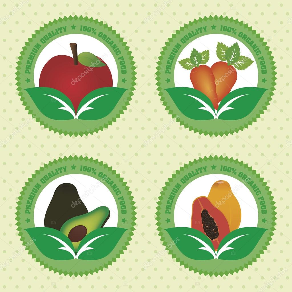 Set of banners with organic food. Vector illustration
