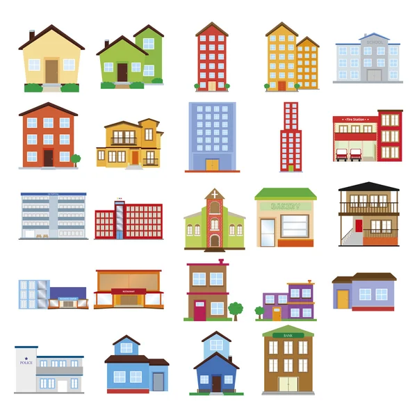 Conjunto de edificios — Vector de stock