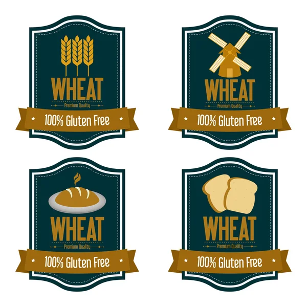 Étiquettes isolées pour le blé — Image vectorielle