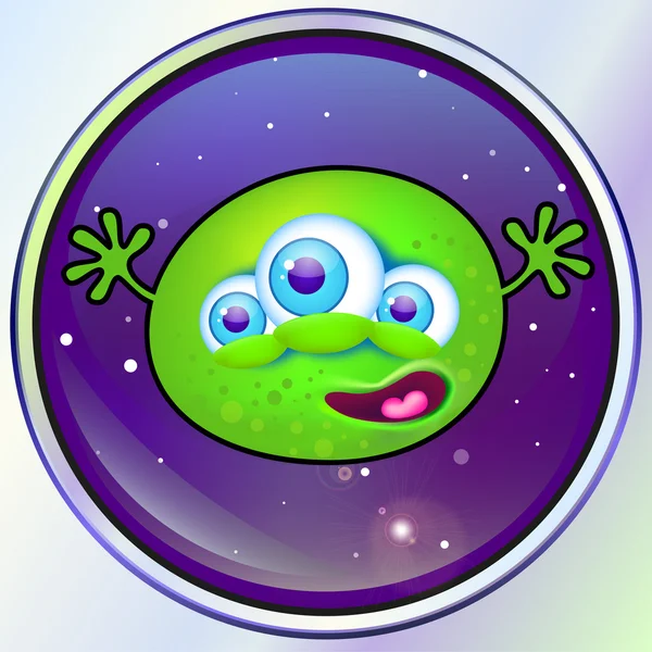 Monstruo alienígena verde en el espacio — Vector de stock