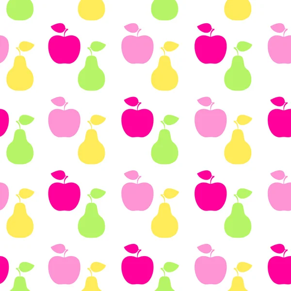Apple and pear sign icon. Fruit with leaf symbol. Seamless grid — Stock Vector