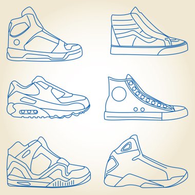 Vector set of sketched shoes clipart