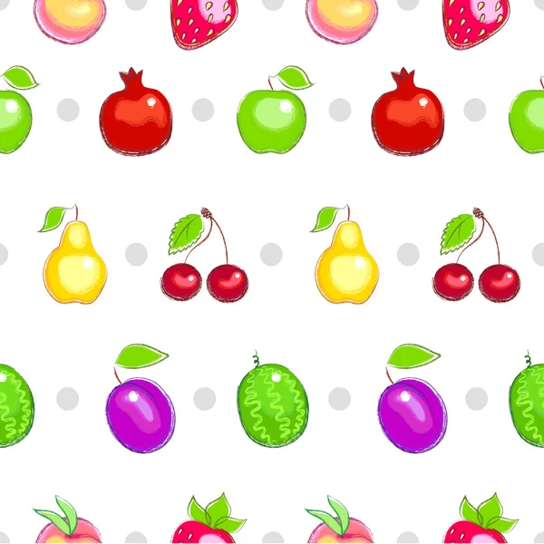 Seamless pattern with colorful fruit. Vector background. — Stock Vector