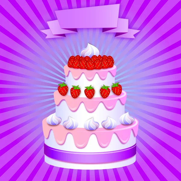 Sladký vanilkový dort pro dovolenou. Vektorové ilustrace. — Stockový vektor