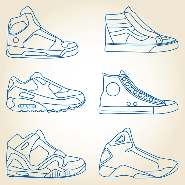 Conjunto vectorial de zapatos bosquejados — Archivo Imágenes Vectoriales