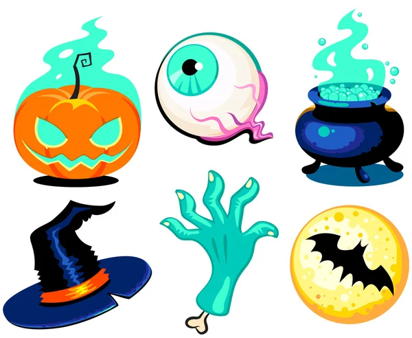 Conjunto de elementos de Halloween vector lindo, objetos e iconos para usted — Vector de stock