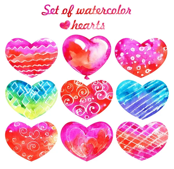 Set of watercolor hearts — Stock Photo, Image