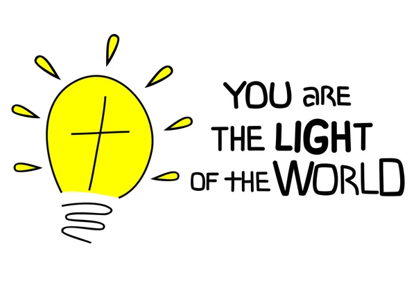 Dünyanın İncille ışığı sen neon ampul ile yazı — Stok Vektör