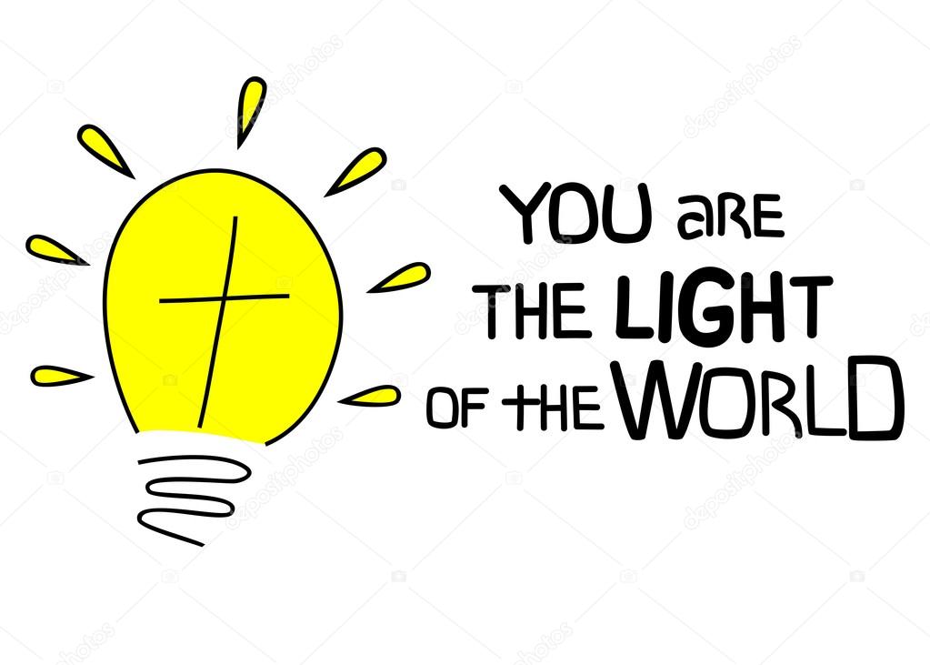 Biblical light of the world You lettering with a neon bulb with a cross