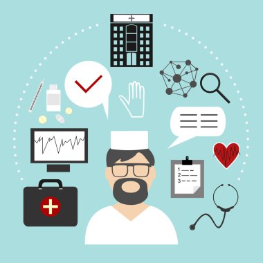 Doktor hastane ve tıp simgeleri arka planı