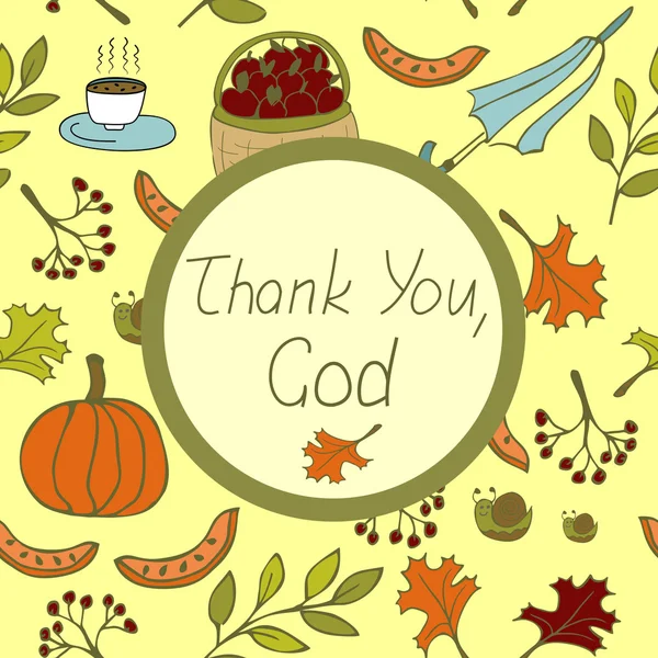 Slova Děkuji ti, Bože, na podzim pozadí — Stockový vektor
