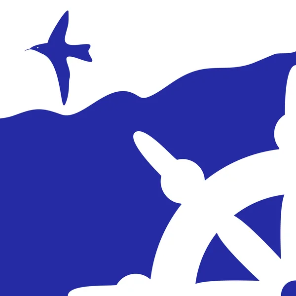 カモメの青い海洋の背景 — ストックベクタ