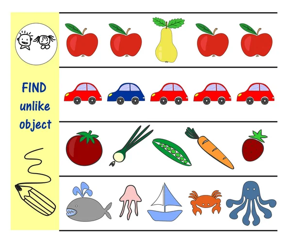 La tarea para los niños cómo encontrar un tema adicional de un número de similares — Archivo Imágenes Vectoriales