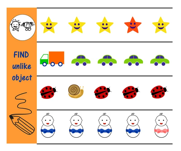 La tarea para los niños cómo encontrar un tema adicional de un número de similares. Trabajo preescolar — Archivo Imágenes Vectoriales