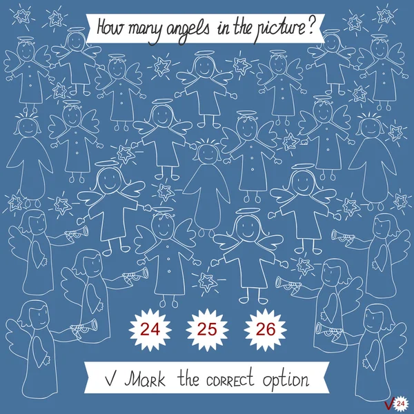 Devoirs pour les enfants combien d'anges dans l'image . — Image vectorielle