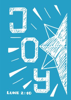 Joy 'un el yazısı. Luke 210 mavi arkaplan üzerine