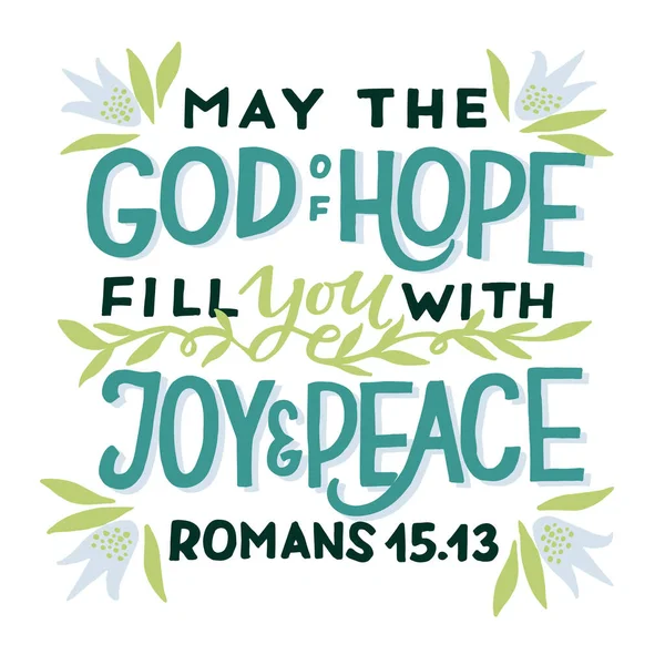 Mão letras wth versículo bíblico Que o Deus da Esperança enchê-lo de alegria e paz . Ilustrações De Stock Royalty-Free
