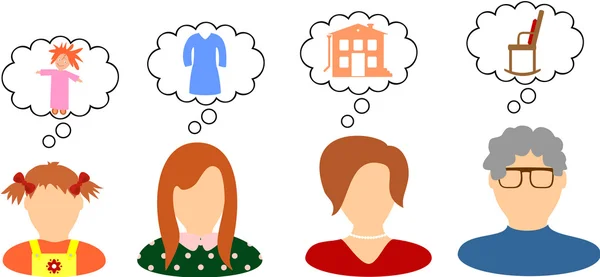 Dreams and desires of women — Stock Illustration Dreams and desires of women Stock Vector