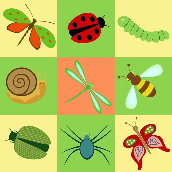 Icons with insects — Stock Vector