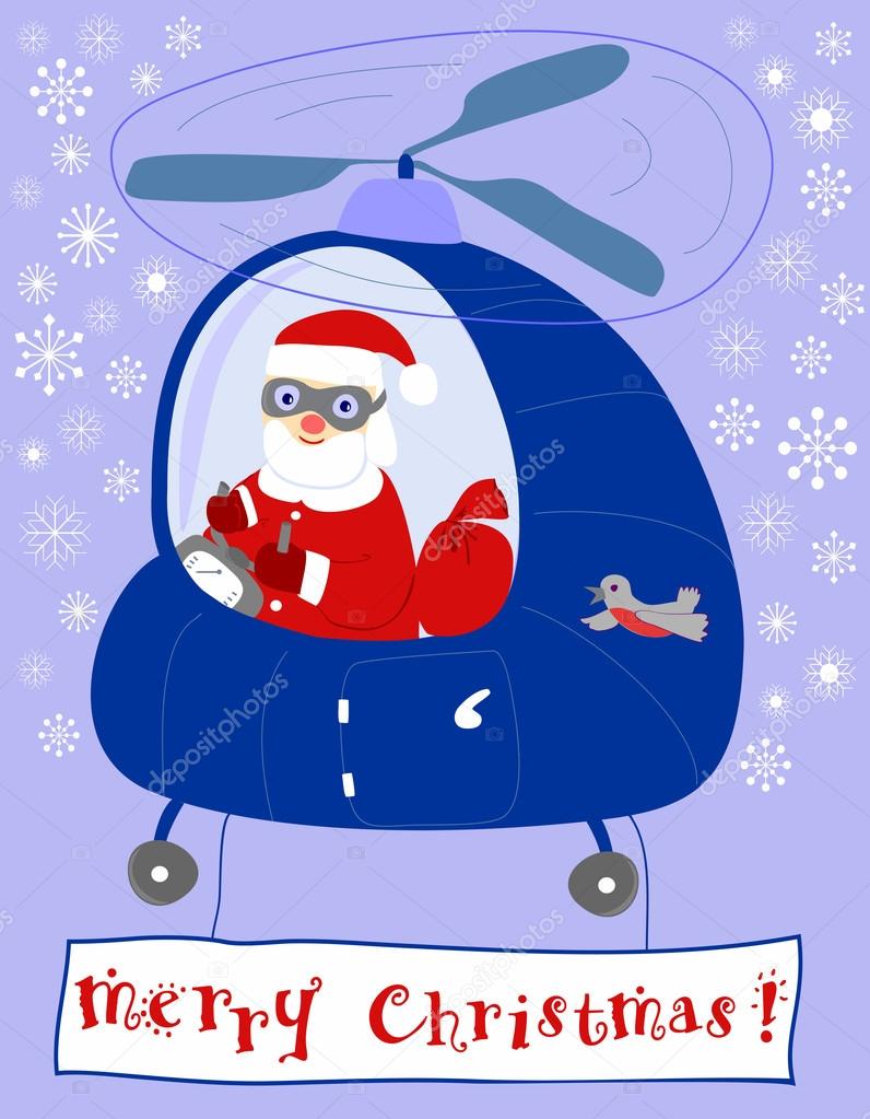 Santa  in a helicopter