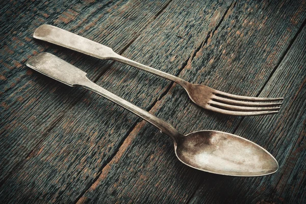 Old spoon and fork — Stock Photo, Image